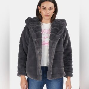 Apparis Size S • Goldy Coat Hooded Faux Fur Jacket Ash Gray.